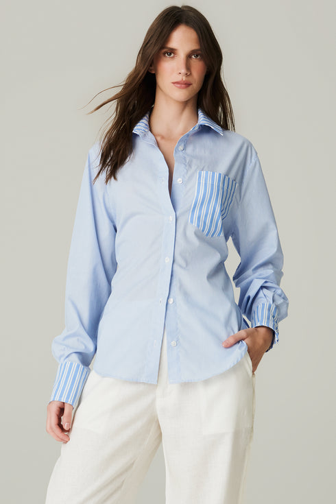 CAMISA AMARRACAO LISTRADA AZUL CLARO